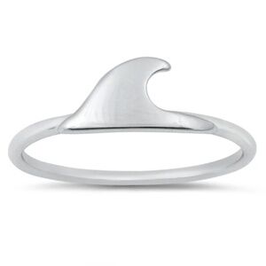Sterling Silver Wave Ring – Size 8 – 6 mm Face Height